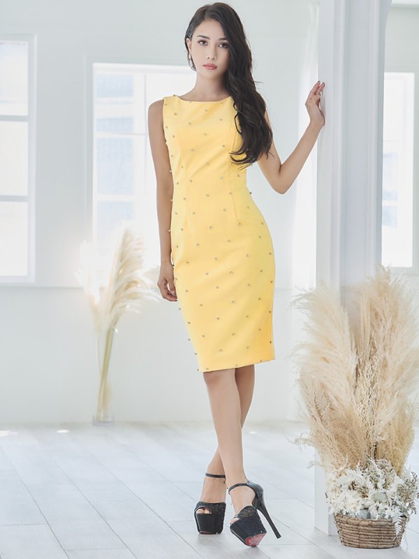 画像8: 【VELIQUE/ヴェリーク】ワンカラー/ ノースリーブ/ ラインストーン/ タイト/ ワンピース/ ミディアムドレス/ キャバドレス【HC02】