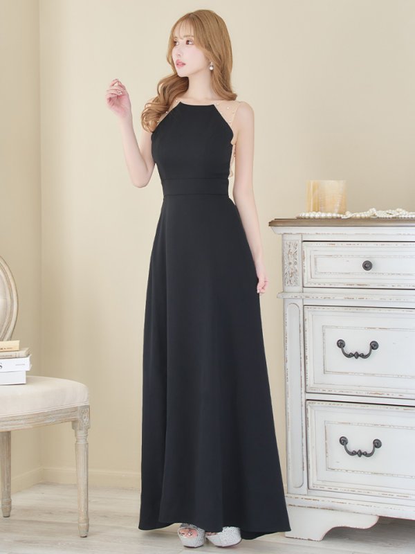 画像6: 【VELIQUE/ヴェリーク】シンプル/ ワンカラー/ シアー/ 切替/ ビジュー/ ノースリーブ/ Aライン/ ロングドレス/ キャバドレス/ long【HC02】