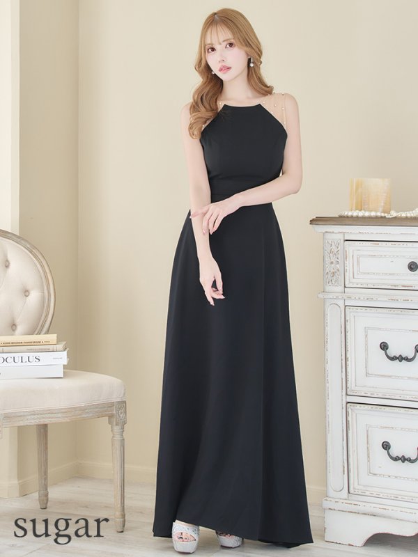 画像9: 【VELIQUE/ヴェリーク】シンプル/ ワンカラー/ シアー/ 切替/ ビジュー/ ノースリーブ/ Aライン/ ロングドレス/ キャバドレス/ long【HC02】