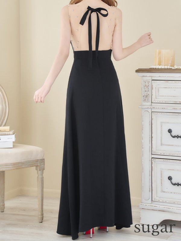 画像11: 【VELIQUE/ヴェリーク】シンプル/ ワンカラー/ シアー/ 切替/ ビジュー/ ノースリーブ/ Aライン/ ロングドレス/ キャバドレス/ long【HC02】