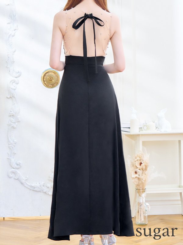 画像20: 【VELIQUE/ヴェリーク】シンプル/ ワンカラー/ シアー/ 切替/ ビジュー/ ノースリーブ/ Aライン/ ロングドレス/ キャバドレス/ long【HC02】