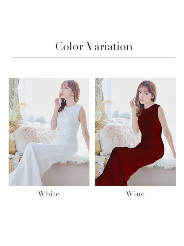 画像14: 【VELIQUE/ヴェリーク】シンプル/ ワンカラー/ ノースリーブ/ タック/ タイト/ ロングドレス/ キャバドレス/ long【HC02】