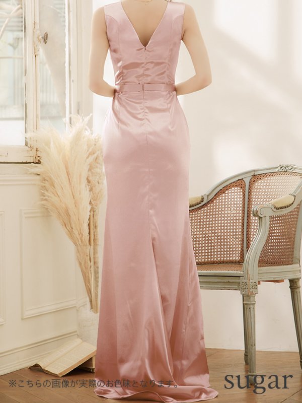 画像14: 【VELIQUE/ヴェリーク】シンプル/ ワンカラー/ ノースリーブ/ Vネック/ タック/ マーメイド/ ロングドレス/ キャバドレス/ long【HC02】