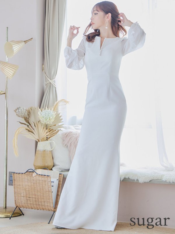 画像7: 【VELIQUE/ヴェリーク】シンプル/ ワンカラー/ 袖あり/ ロングスリーブ/ シースルー/ タイト/ ロングドレス/ キャバドレス/ long【HC02】