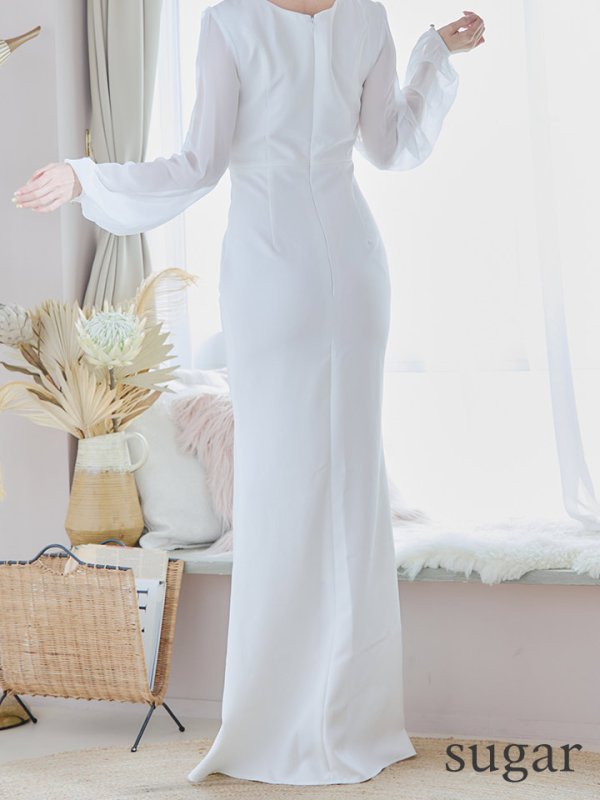 画像9: 【VELIQUE/ヴェリーク】シンプル/ ワンカラー/ 袖あり/ ロングスリーブ/ シースルー/ タイト/ ロングドレス/ キャバドレス/ long【HC02】