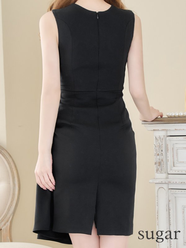 画像9: 【VELIQUE/ヴェリーク】シンプル/ ワンカラー/ ハートモチーフ/ ビジュー/ ノースリーブ/ タイト/ 膝丈/ ミディアムドレス/ キャバドレス【HC02】