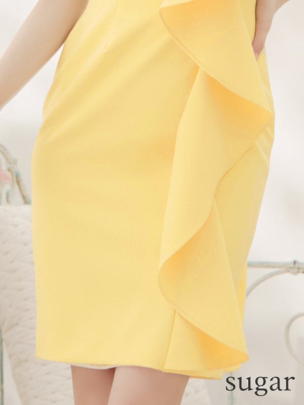 画像18: 【VELIQUE/ヴェリーク】シンプル/ ワンカラー/ 袖フリル/ ハイネック/ ノースリーブ/ タイト/ ミディアムドレス/ キャバドレス【HC02】