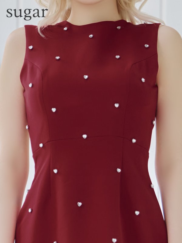 画像10: 【VELIQUE/ヴェリーク】ハートビジュー/ ワンカラー/ バックチェーン/ ノースリーブ/ Aライン/ フレア/ミニドレス/ キャバドレス【HC02】