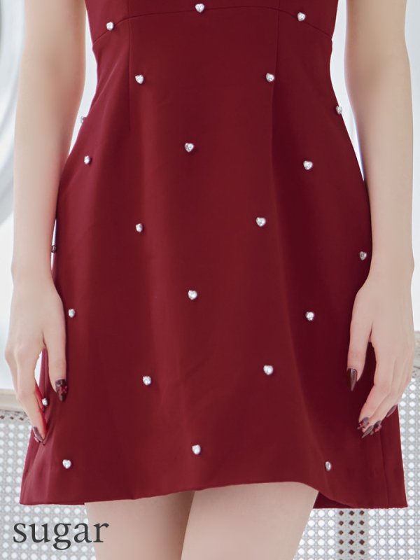 画像11: 【VELIQUE/ヴェリーク】ハートビジュー/ ワンカラー/ バックチェーン/ ノースリーブ/ Aライン/ フレア/ミニドレス/ キャバドレス【HC02】