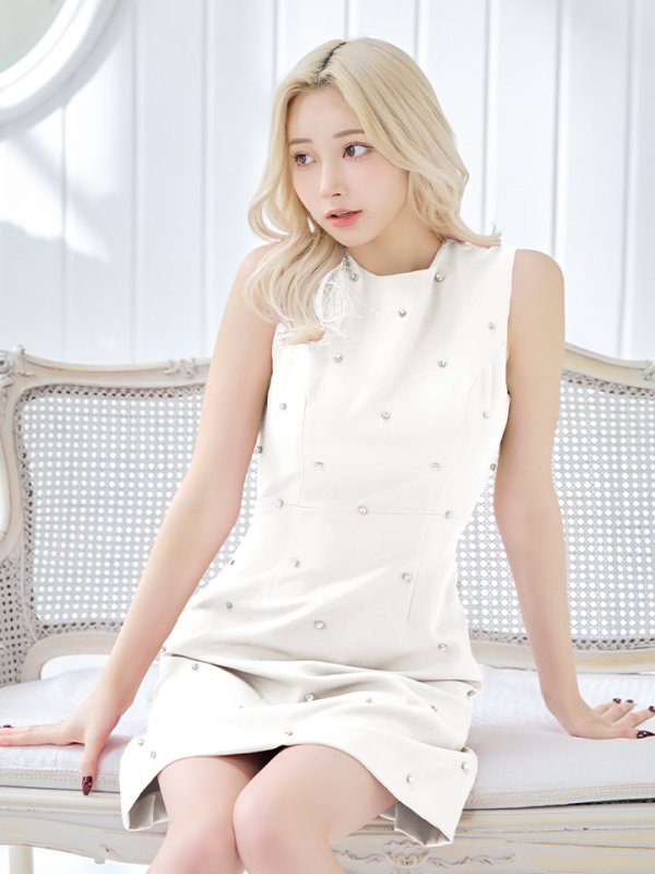 画像22: 【VELIQUE/ヴェリーク】ハートビジュー/ ワンカラー/ バックチェーン/ ノースリーブ/ Aライン/ フレア/ミニドレス/ キャバドレス【HC02】