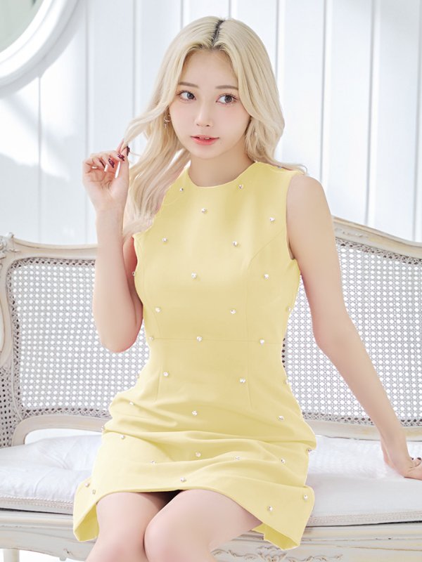 画像14: 【VELIQUE/ヴェリーク】ハートビジュー/ ワンカラー/ バックチェーン/ ノースリーブ/ Aライン/ フレア/ミニドレス/ キャバドレス【HC02】