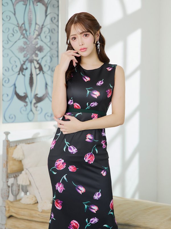 画像18: 【VELIQUE/ヴェリーク】フラワープリント/ ノースリーブ/ ストレッチ/ タイト/ ワンピース/ ロングドレス/ キャバドレス long【HC02】