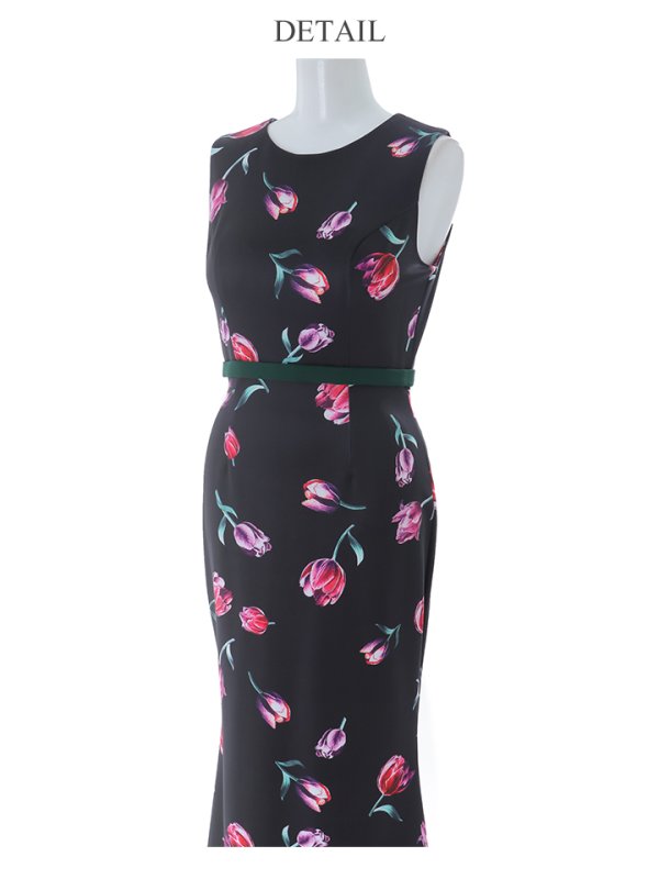 画像28: 【VELIQUE/ヴェリーク】フラワープリント/ ノースリーブ/ ストレッチ/ タイト/ ワンピース/ ロングドレス/ キャバドレス long【HC02】