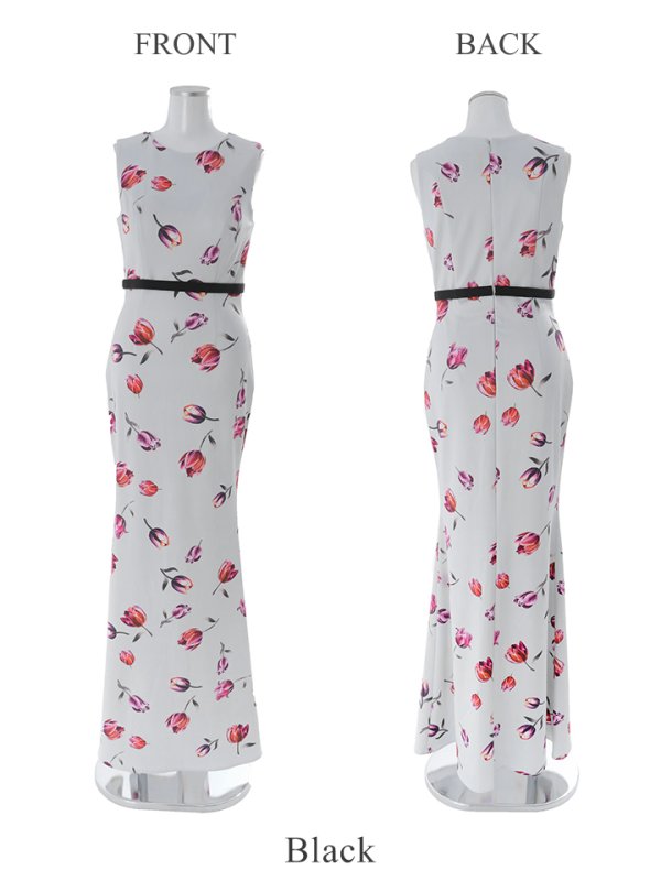 画像24: 【VELIQUE/ヴェリーク】フラワープリント/ ノースリーブ/ ストレッチ/ タイト/ ワンピース/ ロングドレス/ キャバドレス long【HC02】