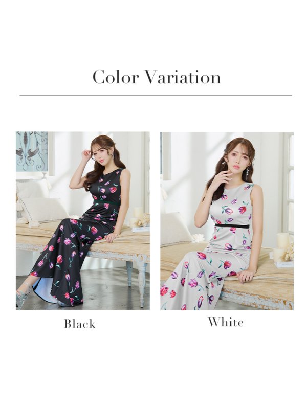 画像30: 【VELIQUE/ヴェリーク】フラワープリント/ ノースリーブ/ ストレッチ/ タイト/ ワンピース/ ロングドレス/ キャバドレス long【HC02】