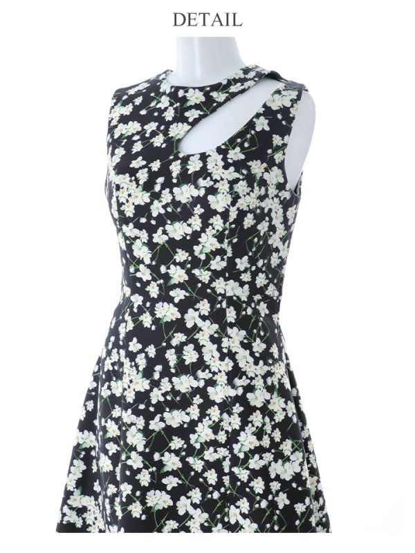 画像15: 【VELIQUE/ヴェリーク】フラワープリント/ カットアウト/ ノースリーブ/ ストレッチ/ フレア/ Aライン/ ワンピース/ ミニドレス/ キャバドレス【HC02】