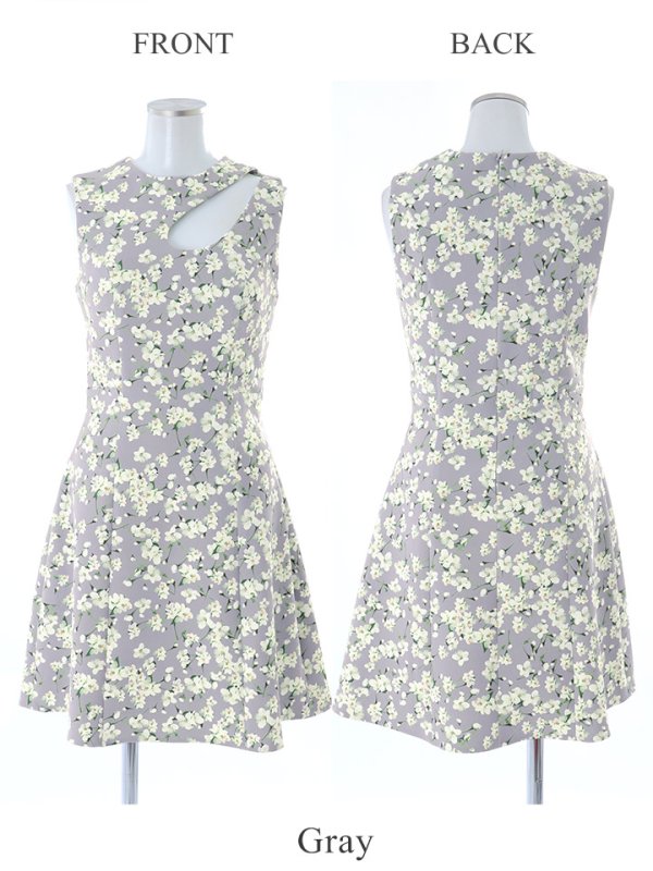 画像18: 【VELIQUE/ヴェリーク】フラワープリント/ カットアウト/ ノースリーブ/ ストレッチ/ フレア/ Aライン/ ワンピース/ ミニドレス/ キャバドレス【HC02】