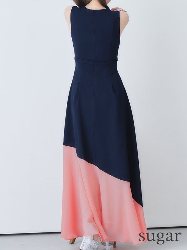 ネイビーxピンク　モデル：真優川咲　身長：158cm　着用サイズ：Sサイズ