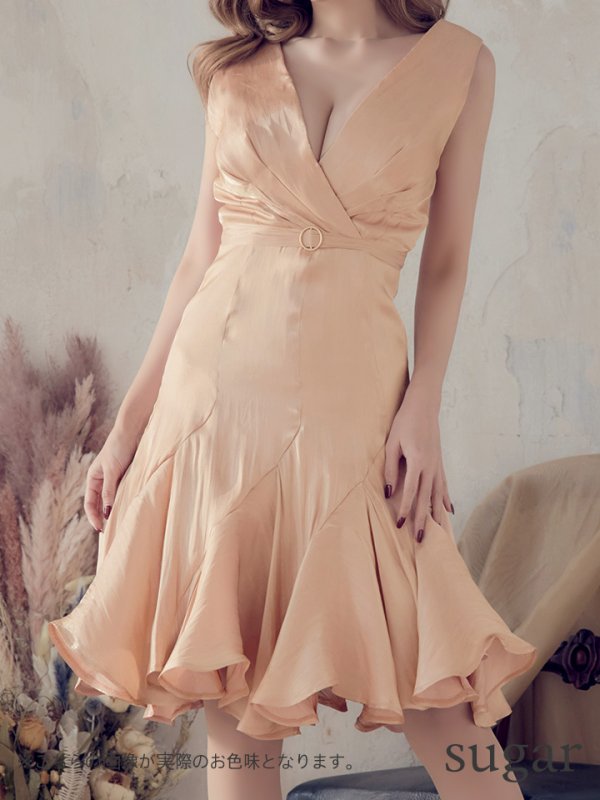 画像13: 【VELIQUE/ヴェリーク】Aライン/ ワンカラー/ ノースリーブ/ ベルトデザイン/ ミニドレス/ キャバドレス【HC02】