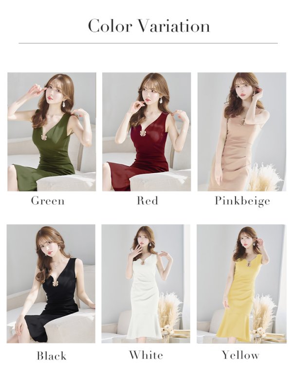 画像28: 【VELIQUE/ヴェリーク】ワンカラー/ ノースリーブ/ マーメイド/ ワンピース/ ミディアムドレス/ キャバドレス【HC02】