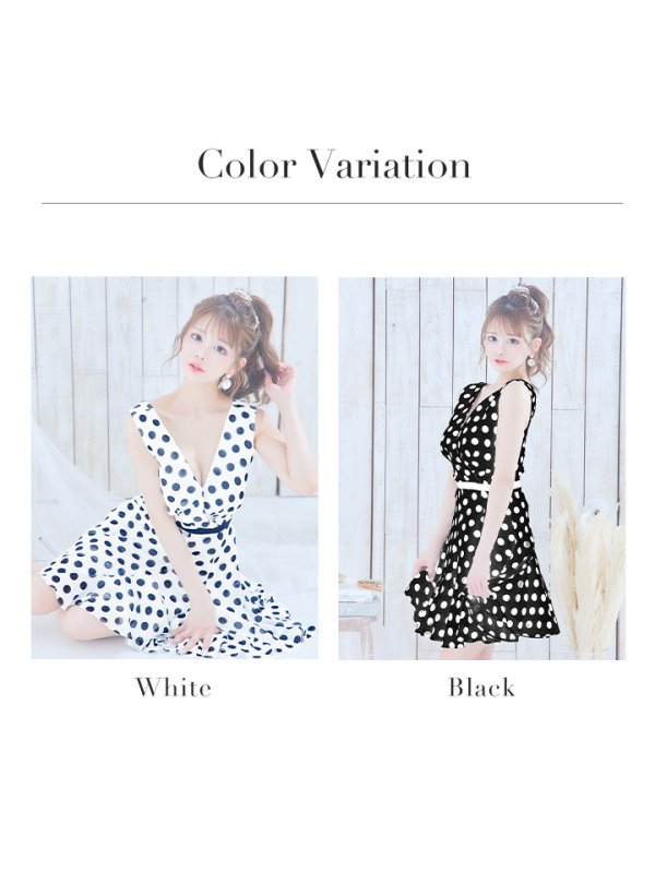 画像11: 【VELIQUE/ヴェリーク】ドット/ Vネック/ノースリーブ/ フレア/ ワンピース/ ミニドレス/ キャバドレス【HC02】