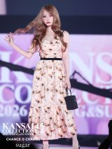 【けい/関西コレクション着用】Lサイズあり【DEA./ディア】ウォーターカラー/ フラワー/ ドレープ/ フレア/ ワンピース/ ミディアムドレス/ キャバドレス[OF08]