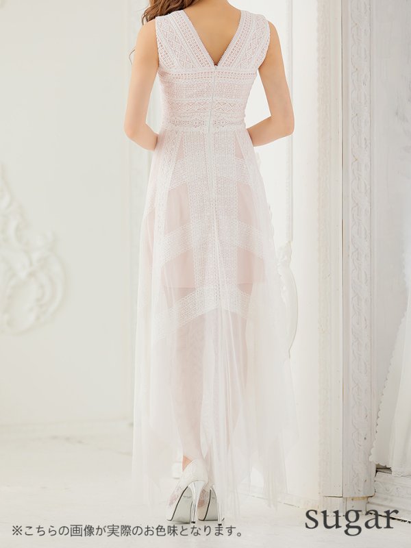 画像3: XS-Lサイズあり!!【SETTAN/セッタン】ワンピース/ レース/ アシンメトリー/ チュール/ ロング/ キャバドレス long[OF2]