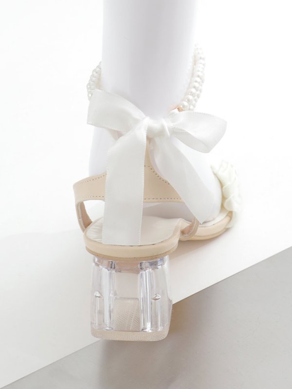 画像4: 【即日発送】【水着小物：ビーチサンダル】リボン/ パール/ アンクルストラップ付き/ クリアヒール/ ビーチサンダル/ サマーシューズ[YMT]
