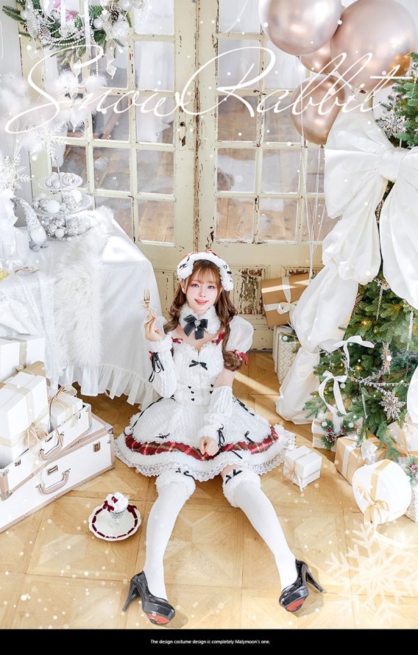 画像3: 【即日発送！】【クリスマスコスプレ7点セット】【Malymoon/マリームーン】ミルクニットフレーズたれ耳サンタドレス【SM-ML/1カラー】[OF03]