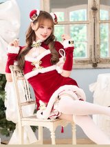 【即日発送】ベロアルージュチャイナサンタ《クリスマスコスプレ6点セット》【Malymoon/マリームーン】【フリーサイズ/1カラー】[OF03]