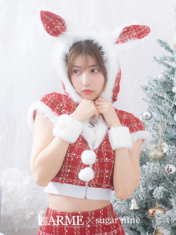 画像5: 【即日発送！】【サンタコス 5点セット】【XS-XLサイズ/2カラー】ツイードチェックバニーサンタコスプレ[YMT]