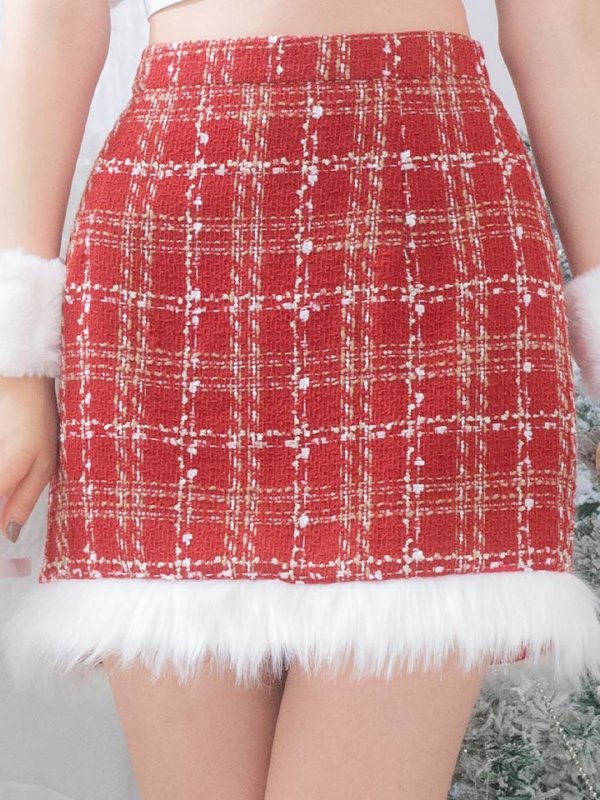 画像10: 【即日発送！】【サンタコス 5点セット】【XS-XLサイズ/2カラー】ツイードチェックバニーサンタコスプレ[YMT]