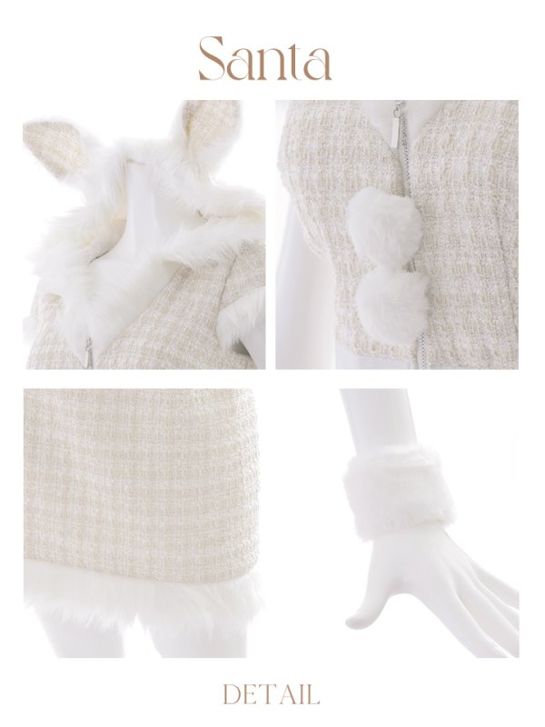 画像48: 【即日発送！】【サンタコス5点セット】【XS-XLサイズ/2カラー】ツイードチェックバニーサンタコスプレ[YMT]