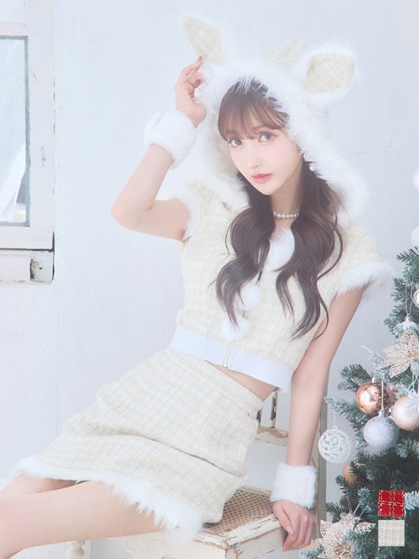 画像20: 【即日発送！】【サンタコス5点セット】【XS-XLサイズ/2カラー】ツイードチェックバニーサンタコスプレ[YMT]