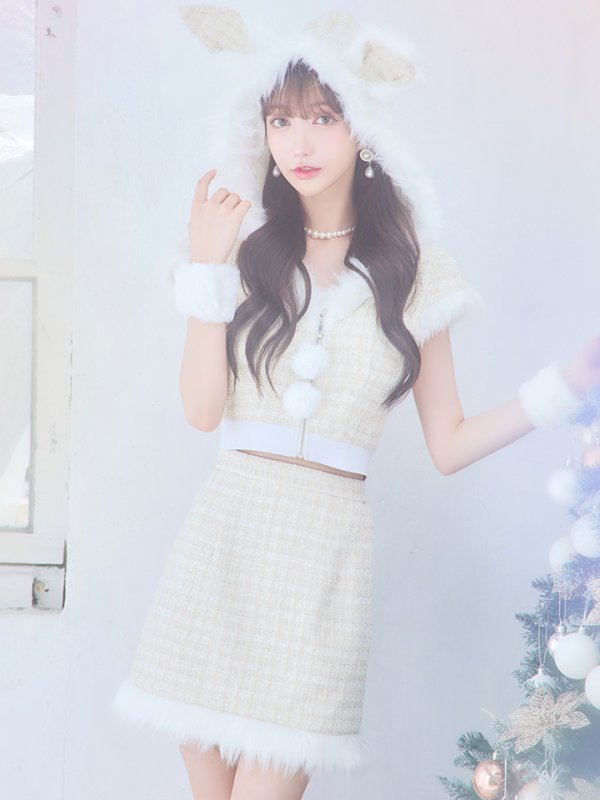 画像20: 【即日発送！】【サンタコス 5点セット】【XS-XLサイズ/2カラー】ツイードチェックバニーサンタコスプレ[YMT]