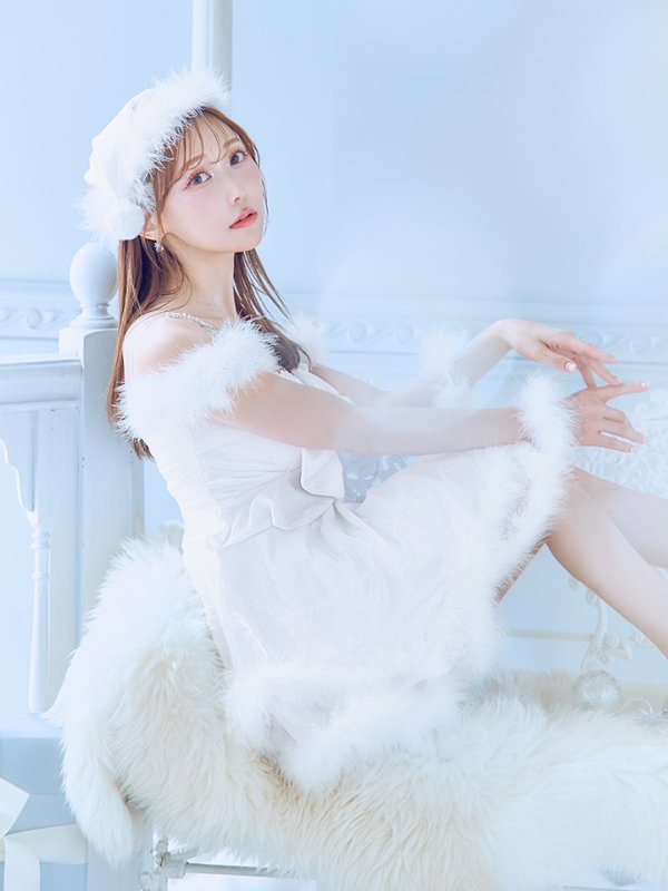 画像2: 【即日発送！】【サンタコス 4点セット】【XS-Lサイズ/4カラー】フロントビッグリボンオフショルフレアサンタ[YMT]