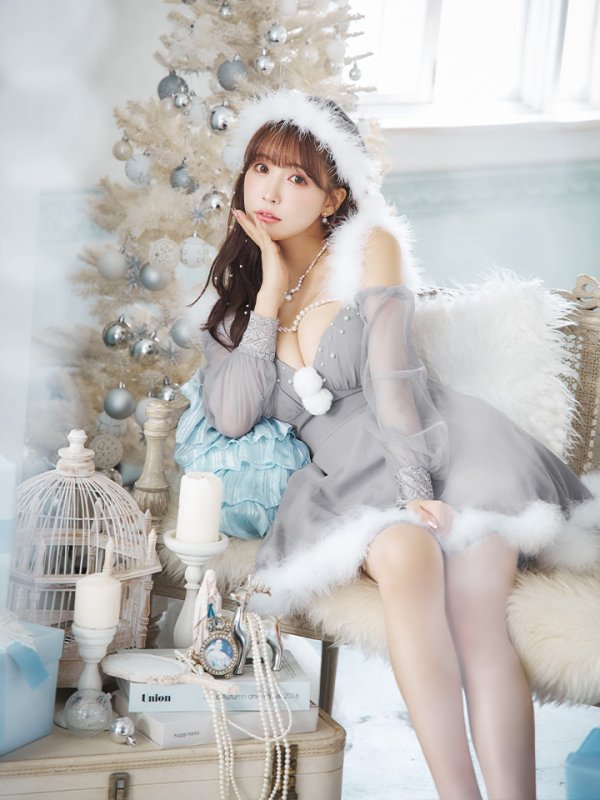 画像3: 【ノベルティ対象】【即日発送】【サンタコス 3点セット】【XS-XLサイズ/2カラー】シアーチュールオフショルダーサンタコスプレ[YMT]