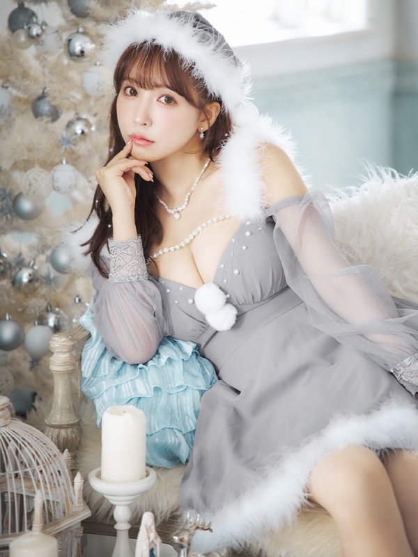 画像5: 【ノベルティ対象】【即日発送】【サンタコス 3点セット】【XS-XLサイズ/2カラー】シアーチュールオフショルダーサンタコスプレ[YMT]