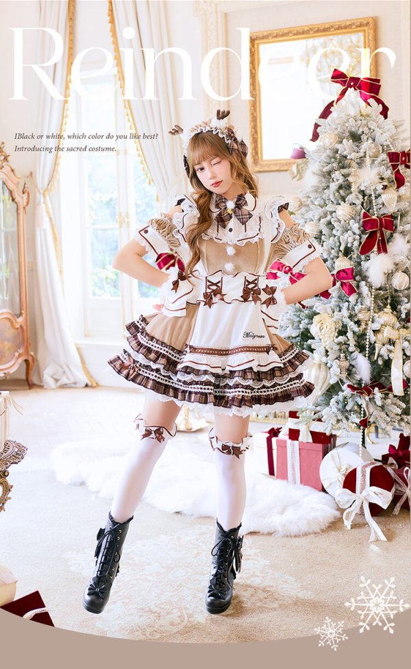 画像3: 【クリスマスコスプレ13点セット】【Malymoon/マリームーン】ミルクティーチェックトナカイメイド【2サイズ/1カラー】【予約/12月上旬発送予定】[HC03]