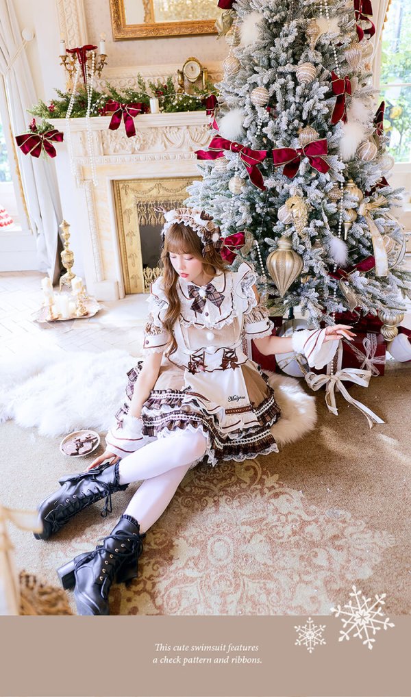 画像5: 【クリスマスコスプレ13点セット】【Malymoon/マリームーン】ミルクティーチェックトナカイメイド【2サイズ/1カラー】【予約/12月上旬発送予定】[HC03]