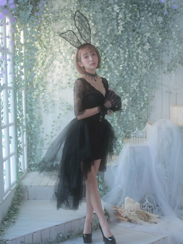 画像7: 【即日発送】ブラックバニー/コスプレセット/ショートインロング【sugar nineハロウィン4点セット】 【S?XLサイズ/1カラー】[HC03]