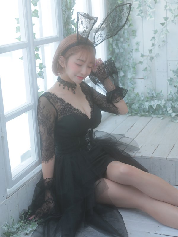 画像8: 【即日発送】ブラックバニー/コスプレセット/ショートインロング【sugar nineハロウィン4点セット】 【S?XLサイズ/1カラー】[HC03]