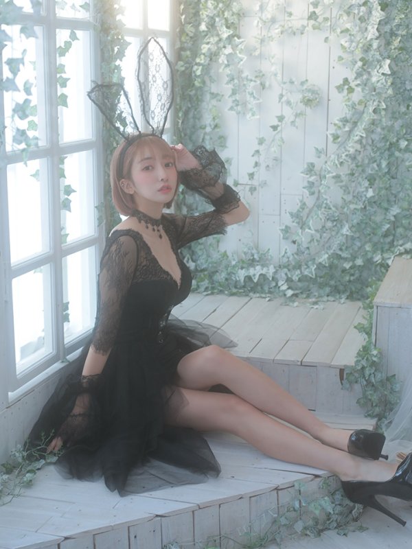 画像9: 【即日発送】ブラックバニー/コスプレセット/ショートインロング【sugar nineハロウィン4点セット】 【S?XLサイズ/1カラー】[HC03]