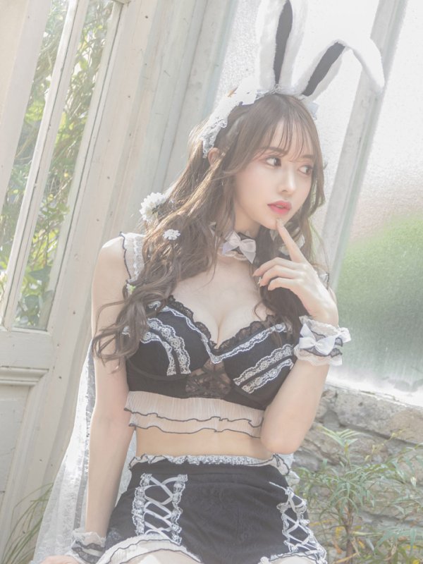 画像6: 【即日発送】【sugar nine×マリームーンコラボ】 セクシーレースバニーコスプレセット【sugar nineハロウィン7点セット】【S-Mサイズ/3カラー】[HC03]