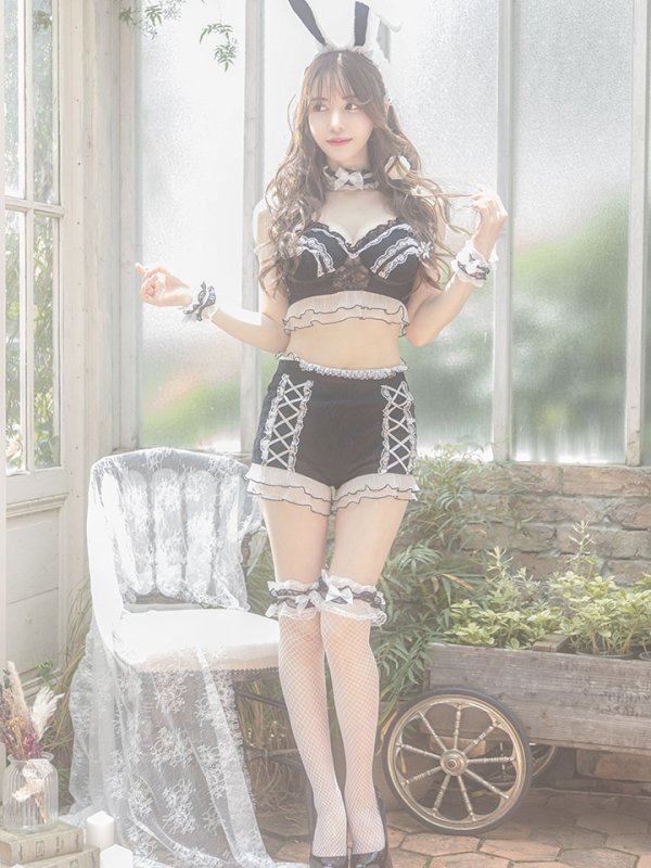 画像7: 【即日発送】【sugar nine×マリームーンコラボ】 セクシーレースバニーコスプレセット【sugar nineハロウィン7点セット】【S-Mサイズ/3カラー】[HC03]
