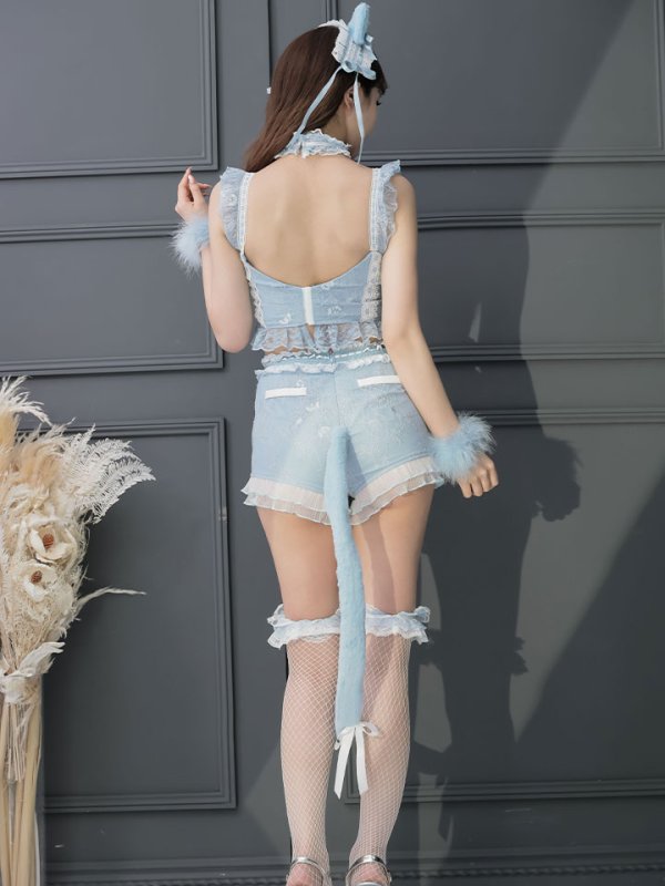 画像13: 【即日発送】【マリームーンコラボ】 セクシーレースキャット【ハロウィンコスプレ6点セット】【XS-Lサイズ/7カラー】[HC03]