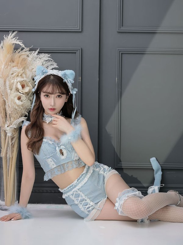 画像18: 【即日発送】【マリームーンコラボ】 セクシーレースキャット【ハロウィンコスプレ6点セット】【XS-Lサイズ/7カラー】[HC03]