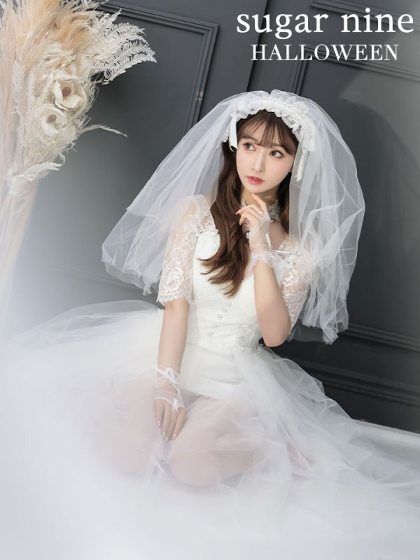 画像3: 【SALE!!】【即日発送】ショートイン花嫁ゾンビコスプレ/ブライドゾンビ【sugar nineハロウィン4点セット】【S-Lサイズ/1カラー】[OF01]
