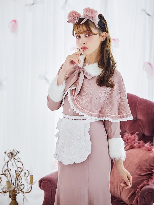 画像3: 【SALE!!】【即日発送】ファーポンチョ付きベアメイドコスプレ/ワンピースコスプレ【sugar nineハロウィン4点セット】【S-Lサイズ/1カラー】[HC03]