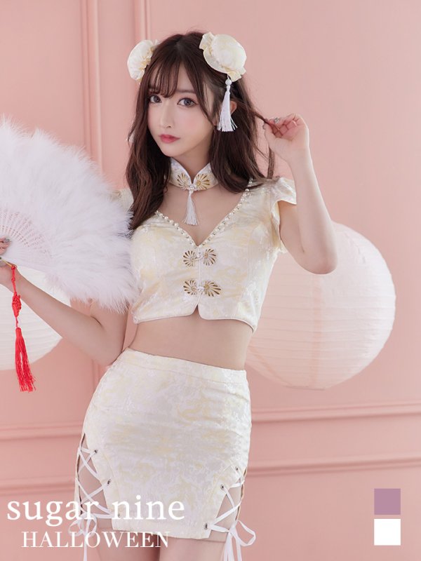 画像14: 【SALE!!】【即日発送】門りょうちゃん着用 /セットアップ/チャイナドレス/ミニスカート/タイト/コスプレ【sugar nineハロウィン4点セット】【XS-Lサイズ/2カラー】(SE01YN-WH)[OF01]